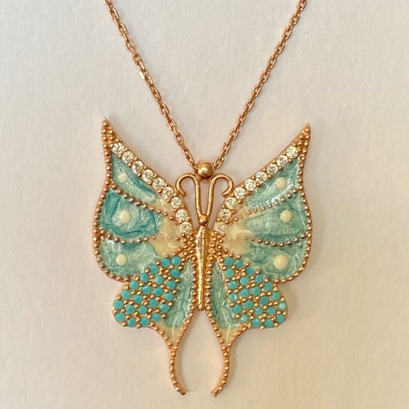 Jewelry - 🦋925 Silver turquoise blue butterfly necklace